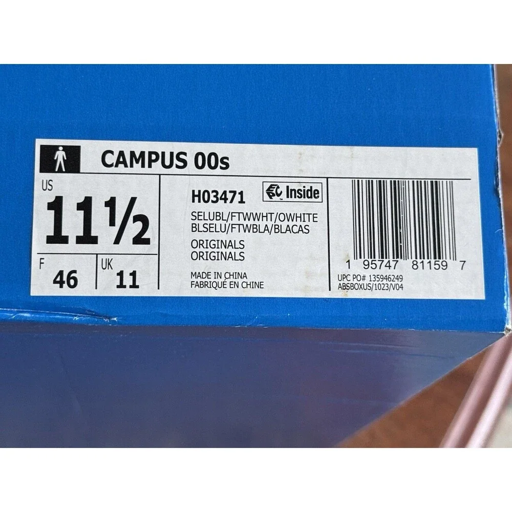 Men’s Size 11.5 adidas Campus 00s Semi Lucid Blue Cloud White H03471 NIB